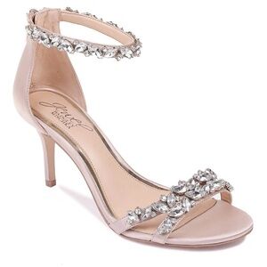 Jewel Badgley Mischka Caroline Embellished Strap Evening Shoe NWOT - Bridal